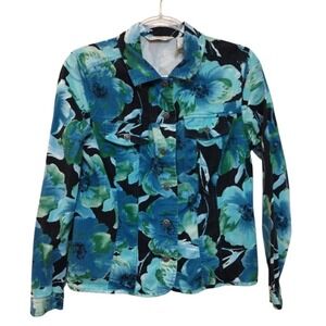 French Laundry Jacket Women's  M Cotton/Spandex Floral Boho Career‎ Long Sleeves